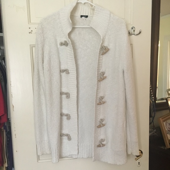 J. Crew Toggle Sweater White Medium - Picture 1 of 4